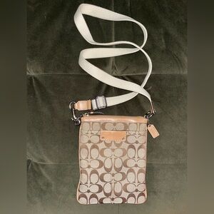 Coach Beige and Tan Signature Crossbody